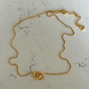 Caitlyn Minimalist Pavé Interlocking Charm Necklace | 18k gold • 16-18” chain